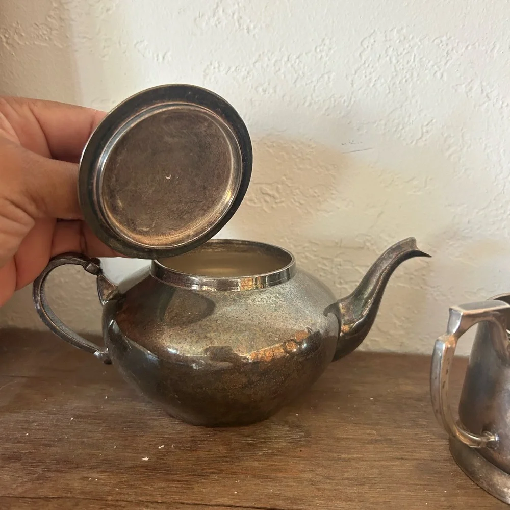Vintage 4pc Silver Plated Tea Set Made in India Natural Patina